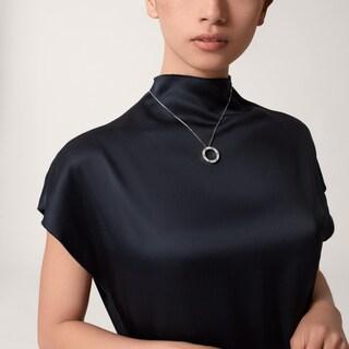 Love Style Circular Pavé Moissanite Pendant Necklace, view 4