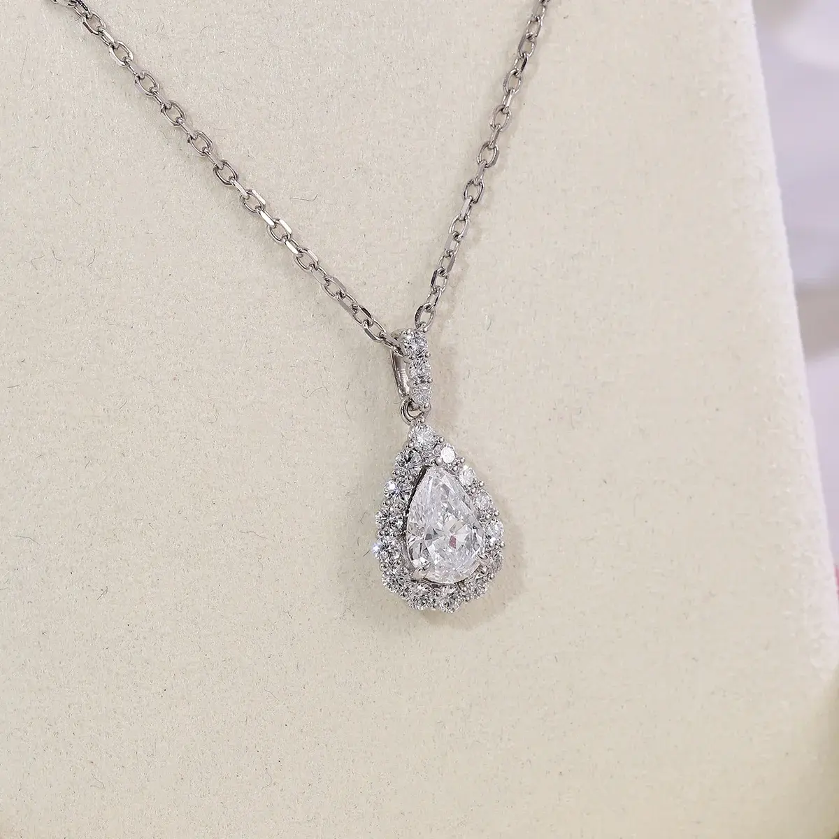 Pear Cut Moissanite Pendant Necklace, view 3